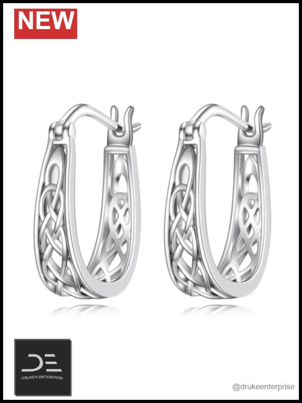 Celtic Knot Hoop Earrings 925 Sterling Silver Huggie Viking Irish